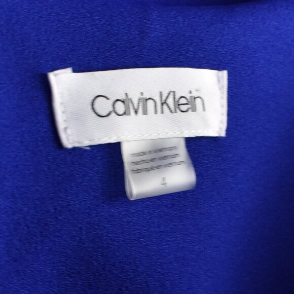 Calvin Klein V-Neck Faux Wrap Wide Leg Jumpsuit Royal Blue - 4 - Picture 9 of 9